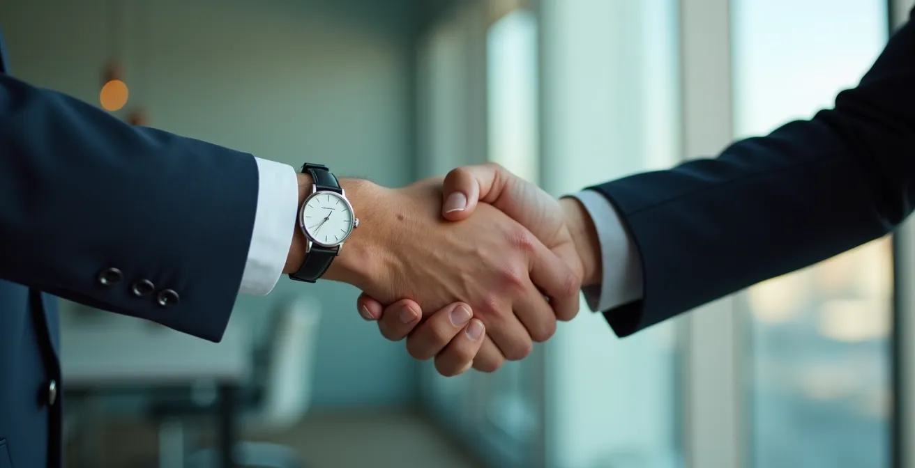 Poignée de main professionnelle dans un environnement d'affaires